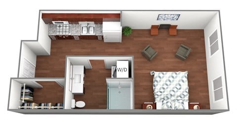 Floor plan for studio, 1 bath, 426 sqft